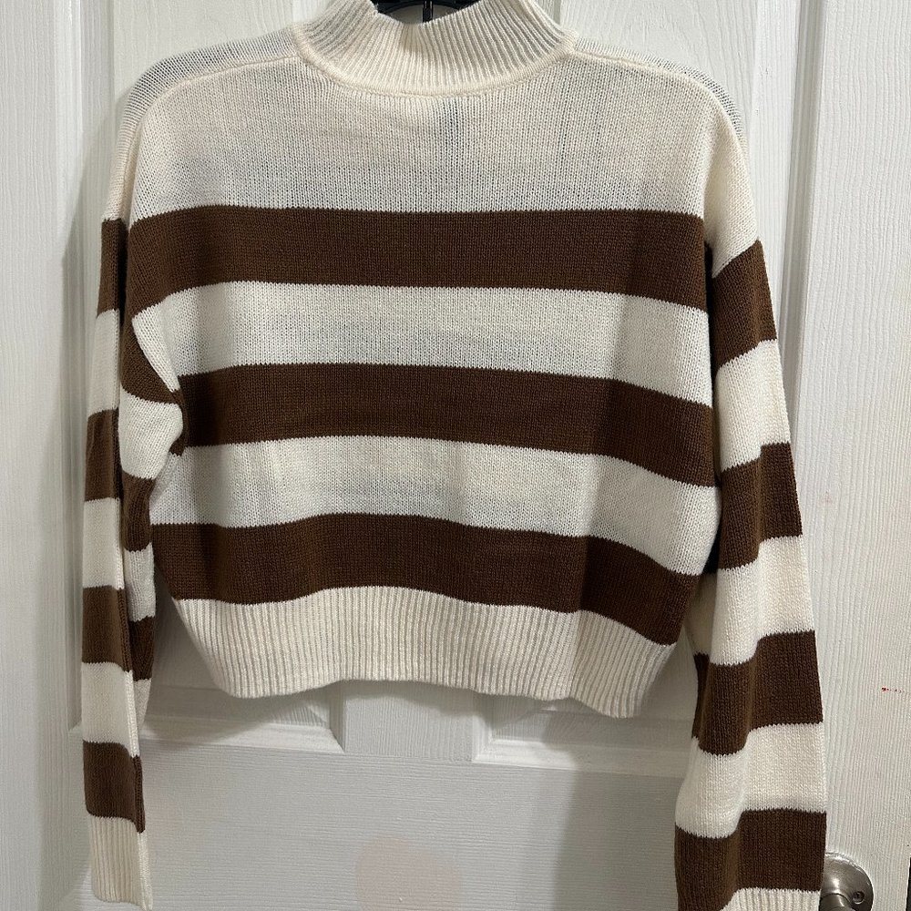 H&M Striped Sweater XS Brown and Cream